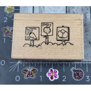 Dots Garden Patch Planting Seeds J227 Rubber Stamp #R32
